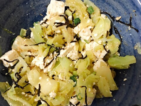 豆腐とキャベツの海苔サラダ